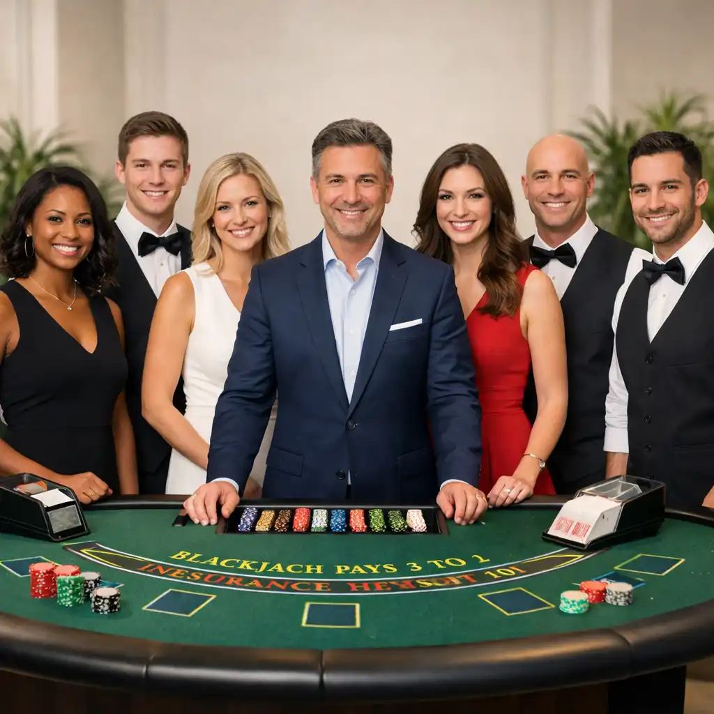 Zespół prowadzących blackjack na evencie