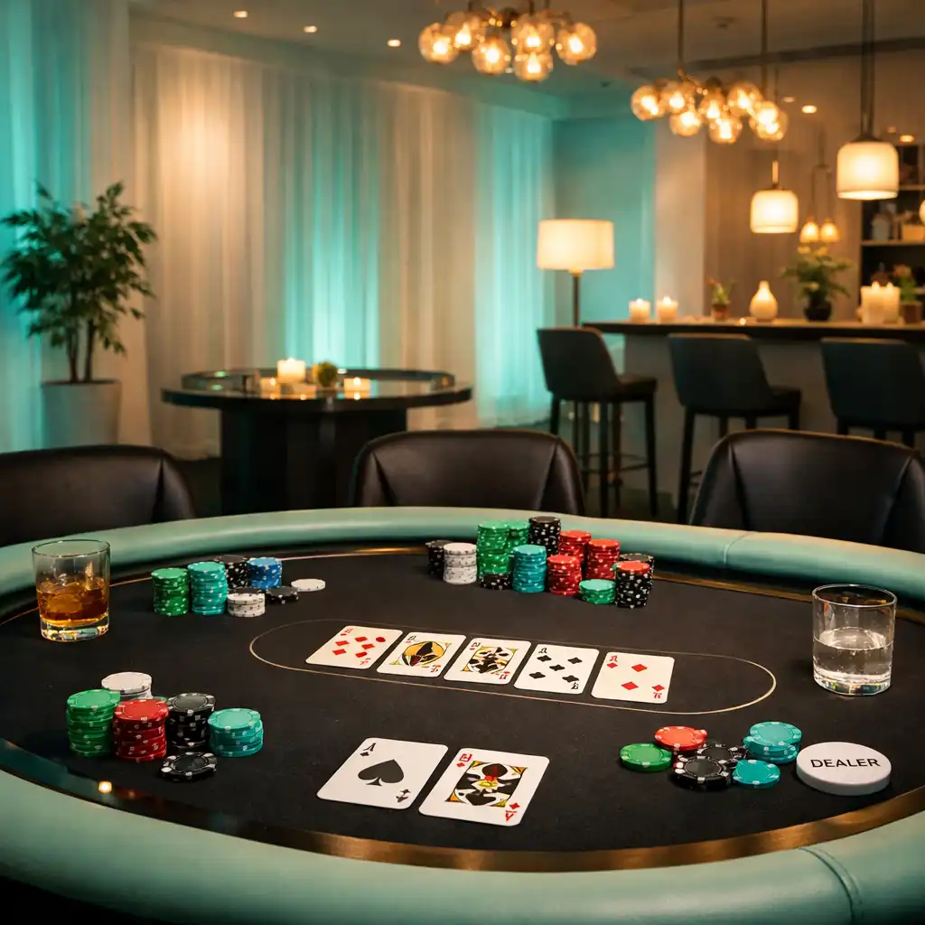 Stół pokerowy podczas eleganckiego eventu