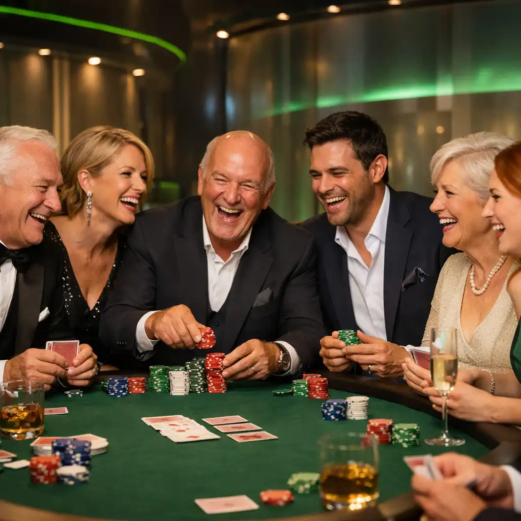 Integracja uczestników przy stole pokerowym